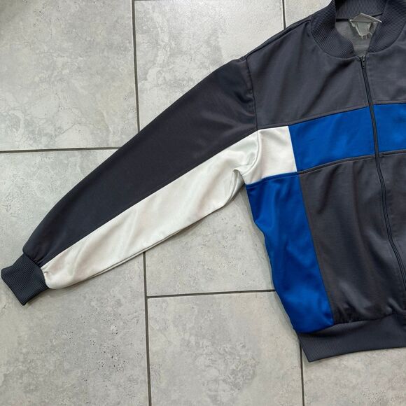 Vintage 80s Nike Swoosh Track Jacket Streetwear Size L Gray Blue - Picture 5 of 8